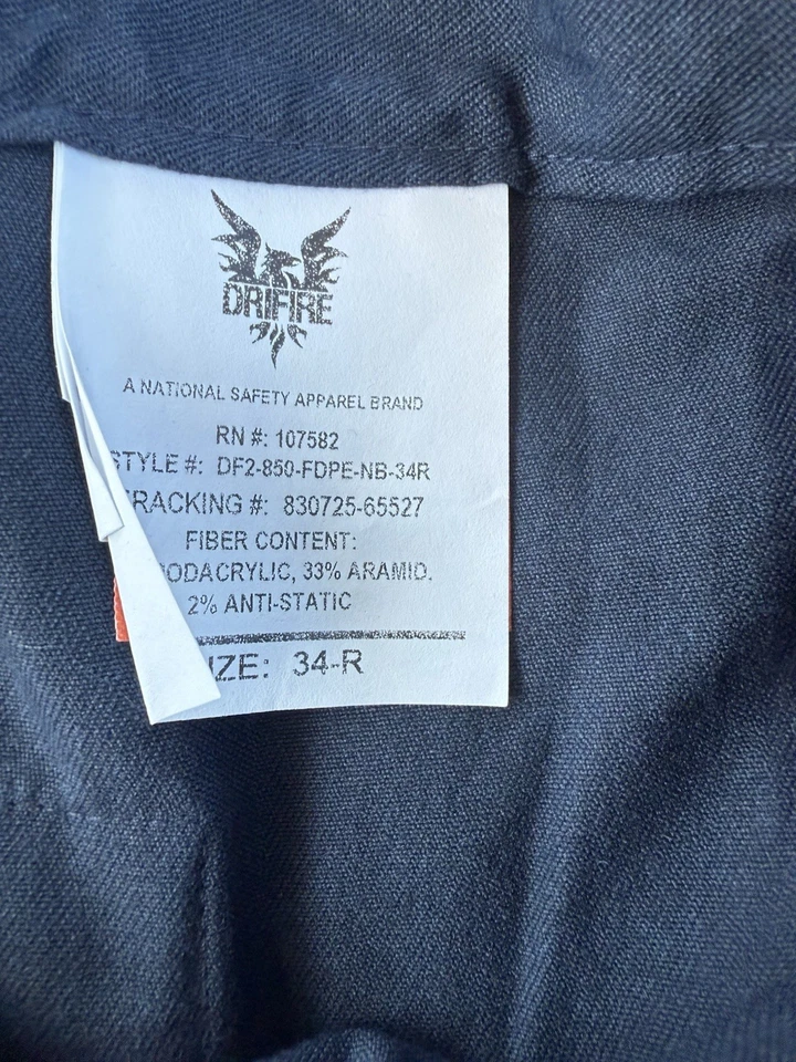 Pair Of 2 DriFire FR Flight Deck Navy Cargo Pants Size 34R. Made in USA. - Image 4 of 4
