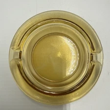 Vintage Round 2 Slot Amber Glass Cigarette Ashtray 3.5" see pics