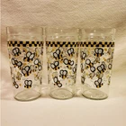 3 Vintage MCM Anchor Hocking Bumblebee Tall Glass Tumblers 16 oz
