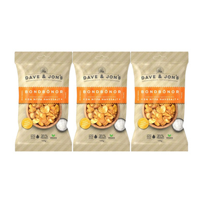 3er Pack Dave & Jon s Roasted Broad Beans Sea Salt 100g Vegan Crunchy Snack