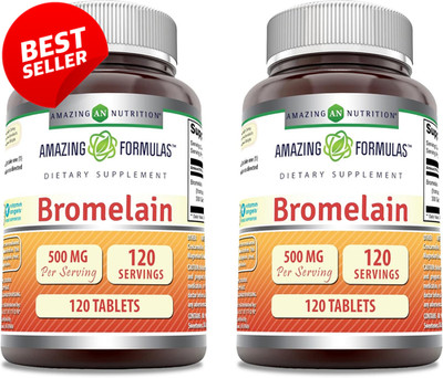 Amazing Formulas Bromelain 500mg Supplement 120 Tablets 2 Pack Gluten Free - US