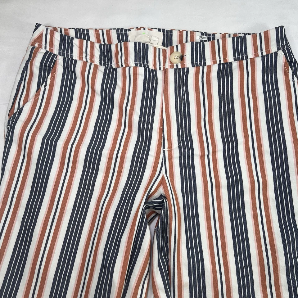 Pantalones chinos Anthropologie talla 8 multicolores a rayas pierna ancha acampanada Foto 3 de 4