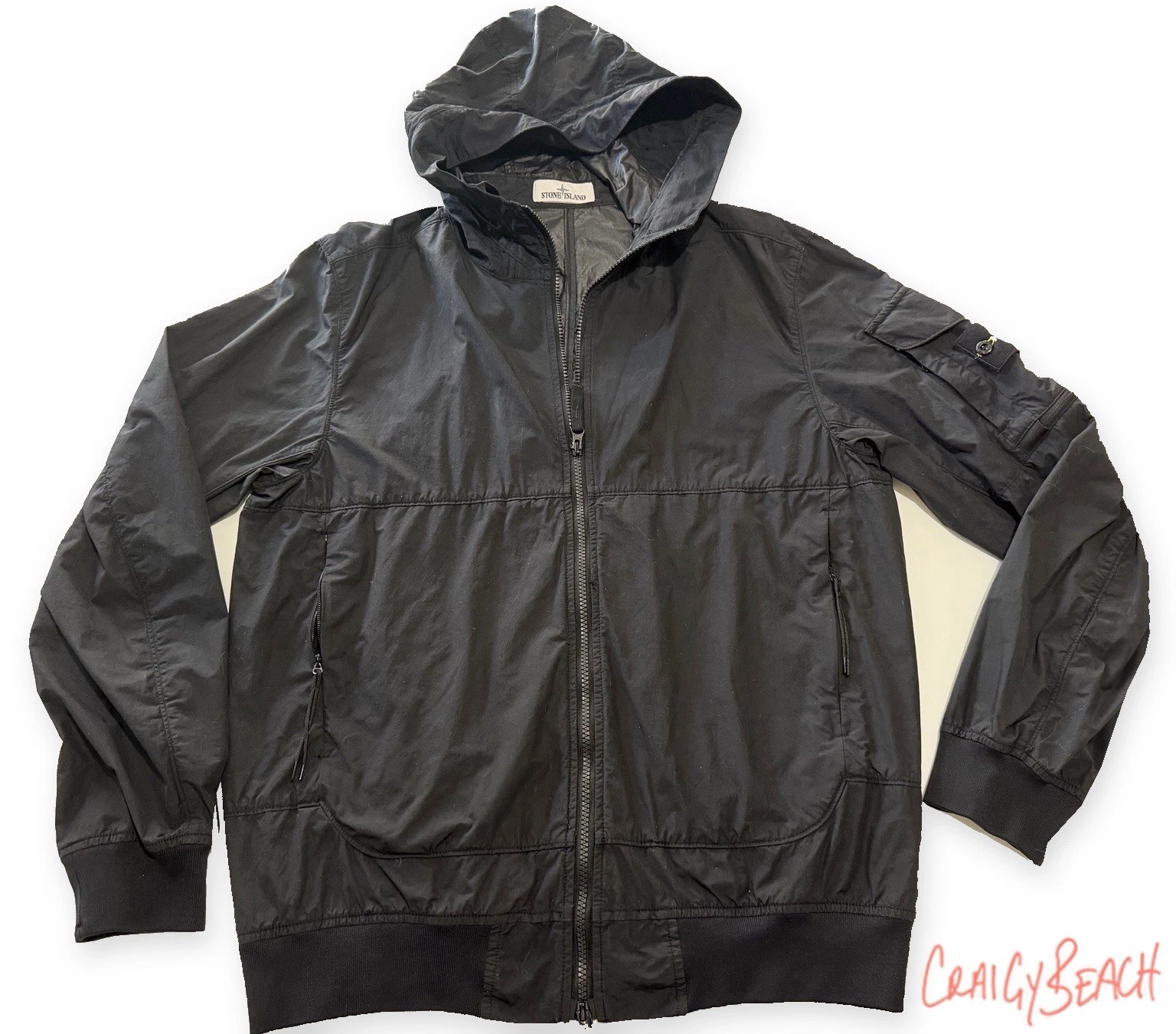 Stone Island Naslan Light Watro Hooded Jacket Black Large 761540632 $1040 - product detail image 1
