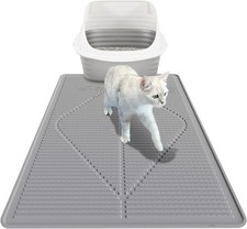 Cat Litter Mat XXL 38" x 25" Gray Silicone Litter Box Mat for Floor, Litter Rug