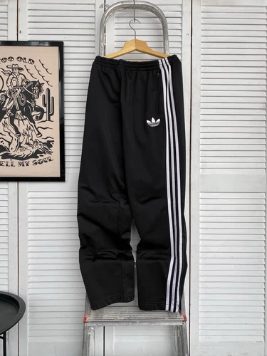 Pantaloni da pista vintage Adidas stile Balenciaga neri a righe da uomo taglia L