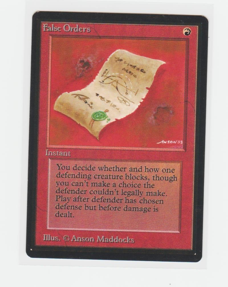 Magic the Gathering ~  1x False Orders ~ M/NM ~  BETA