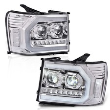 Led Drl Tube Projector Headlights Fit For 2007-2014 Gmc Sierra 1500 2500 3500