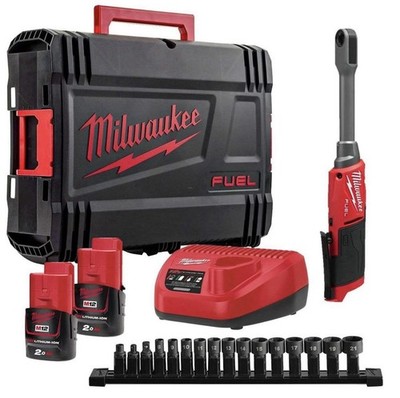 Milwaukee M12FPTR-202X 12V FUEL Brushless Durchgangsratsche mit 2 x 2,0Ah
