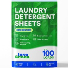 Eco Washer Sheets Detergent - 100 Loads, Zero Plastic 100 Count Pack of 1 
