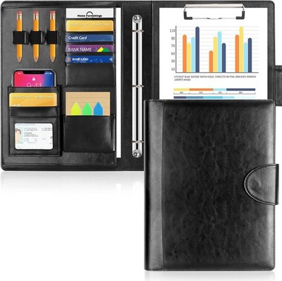 Toplive Portfolio 3 Ring Binder Padfolio Folder, Business A4 3 Ring, Black 