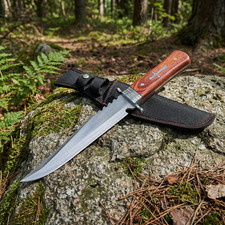 Outdoor Bowie Fixed Blade Knife - 5cr steel material, Wooden Handle
