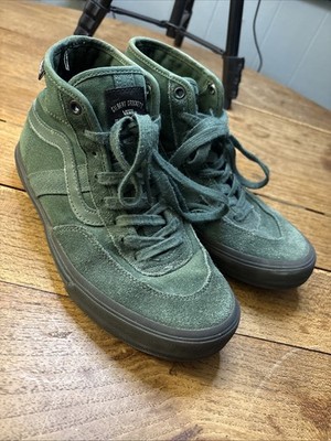 Vans Men's Crockett High Top Suede / Canvas in Sharp Looking Dark Green 6.5