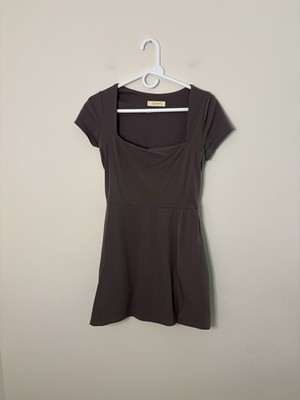QINSEN Womens Square Neck Tennis Dress Short Sleeve Built in Shorts Large K6