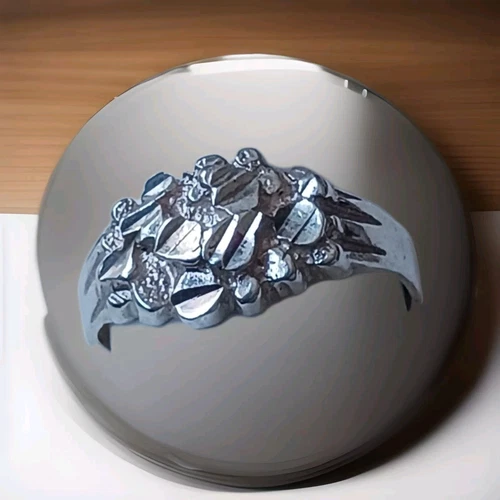 Vintage Nugget Men's Ring  Sterling Silver 925 & Sagitarious Sign Charm/Pendant