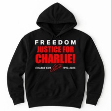 Freedom Justice For Charlie Kirk 1993-2025 Red Signature Tribute Hoodie