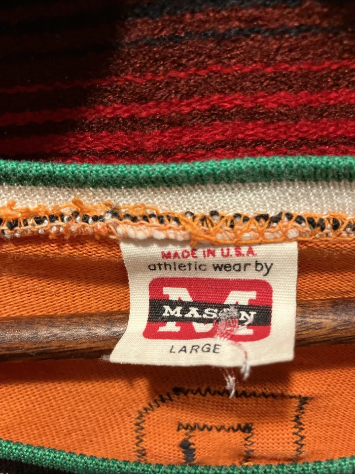 Vintage 50s 60s Mason "Albro" Rayon Striped Jersey Medium 20.5x24 USA Made - Image 3 of 4
