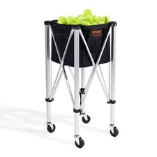 Foldable Tennis Ball Hopper Holds 180 Tennis Balls Ball Basket Cart with Wheels