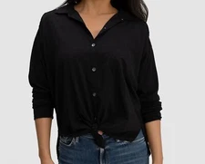 $138 Splendid Women's Black Long Sleeve Casual Classic Button-Up Top Size S