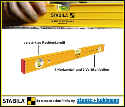 STABILA Wasserwaage 80 AS-2 Aluminium gelb ± 0,5 mm/m verschied. Längen 60-150cm