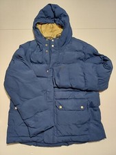 GAP Jacket Women Large Puffer Blue Full Zip Hood Winter Coat