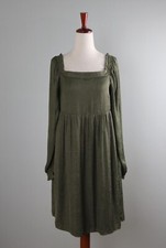 ANN TAYLOR LOFT NWT $110 Green Smocked Ruffle Trim A-Line Dress Size XS