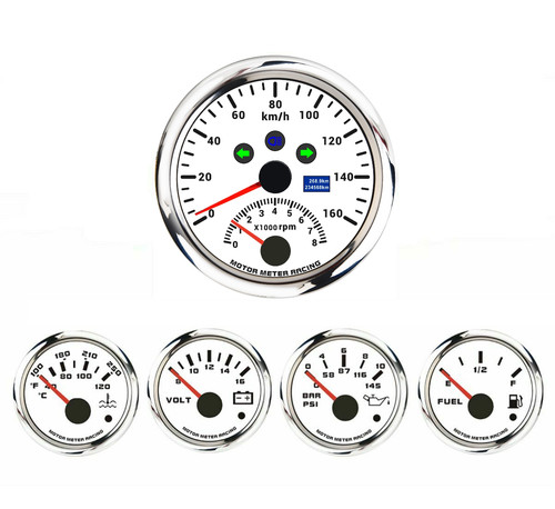 W PRO 5 Gauge Set 85mm GPS Speedometer Tachometer 160 KMH Turn Signal High Beam