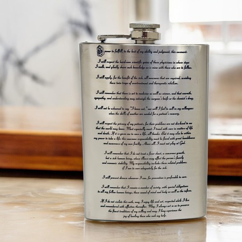 8oz Hippocratic Oath Stainless Steel Flask - Picture 4 of 6