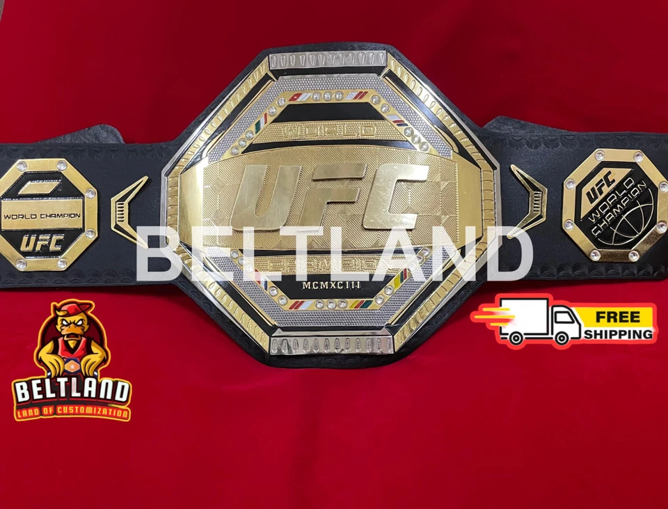 Cinturón título campeonato UFC Legacy 2 mm oro zinc talla adulto réplica cinturón Foto 3 de 4