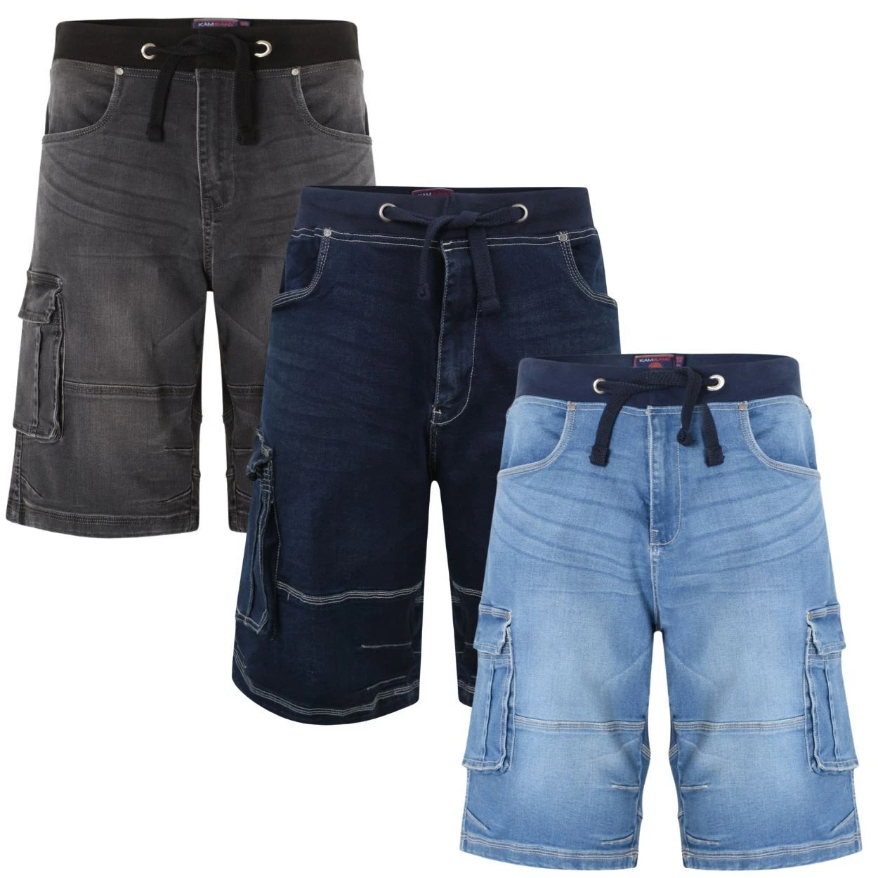 KAM Mens Big King Size Cargo Denim Shorts Fashion Smart Casual Summer Half Pants