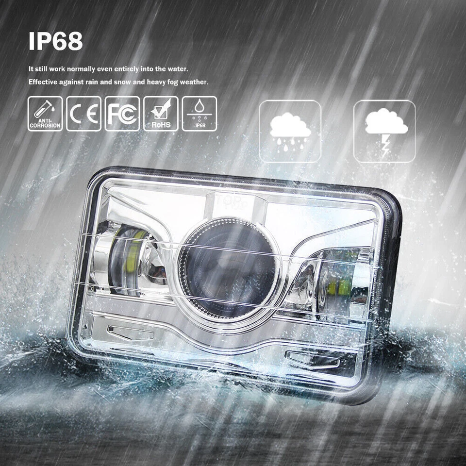 4pcs 4x6" LED Headlights High-Low beam & DRL For Chevrolet Impala 1977-1985 DOT Foto 4 de 4