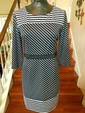 New York & Co Dress Black White Sheath New Career Church Long Sleeve Medium