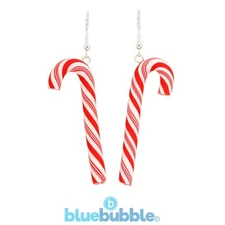 Bluebubble MERRY CHRISTMAS Candy Cane Earrings Kitsch Retro Funky Festive Party