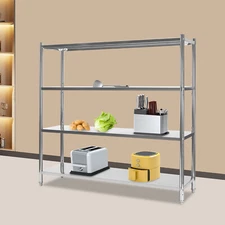 4 Tier Adjustable Shelf Storage, Stainless Steel Heavy Duty Shelving Silver