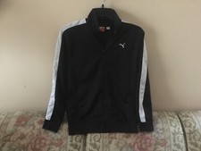 PUMA Sport Lifestyle Track Jacket Black White Full Zip Long Sleeve. Boys Size L