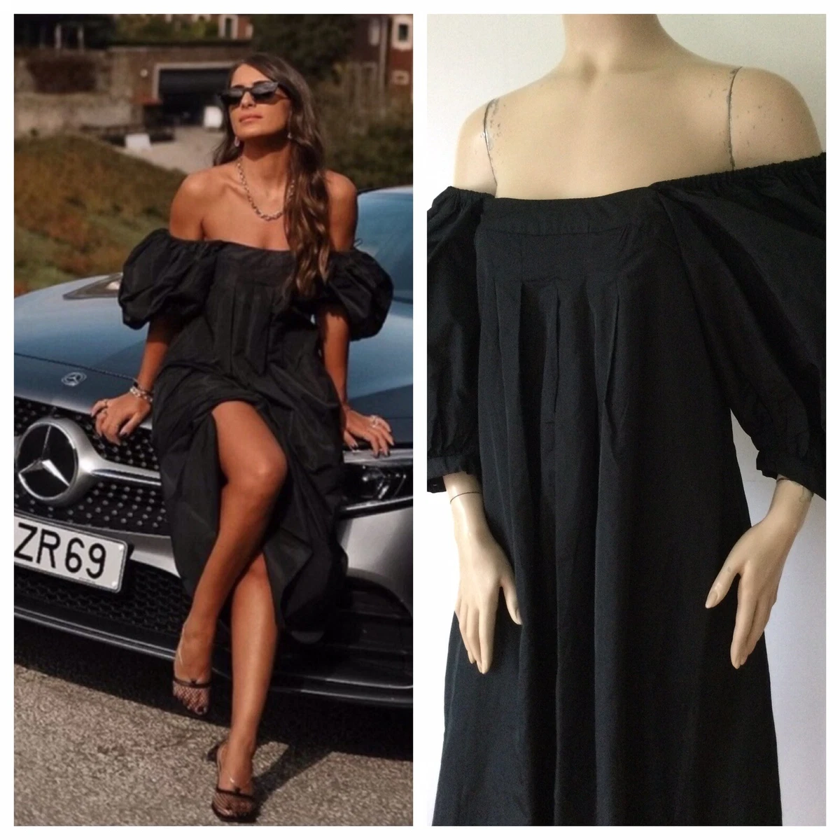 Zara black off the shoulder best sale dress