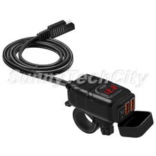Motorcycle Dual USB 3.0 Fast Charger Quick Charging Adapter Port On Off Switch