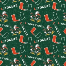 NCAA University of Miami Hurricanes Tone on Tone Cotton Material Fabric 15yds