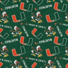 NCAA University of Miami Hurricanes Tone on Tone Cotton Material Fabric 15yds