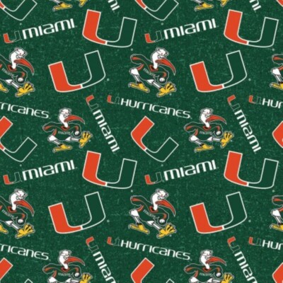 NCAA University of Miami Hurricanes Tone on Tone Cotton Material Fabric 15yds