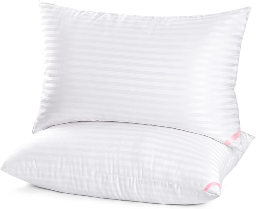 Queen Size 2 Pack Down Alternative Bed Pillows for Side and Back Sleepers