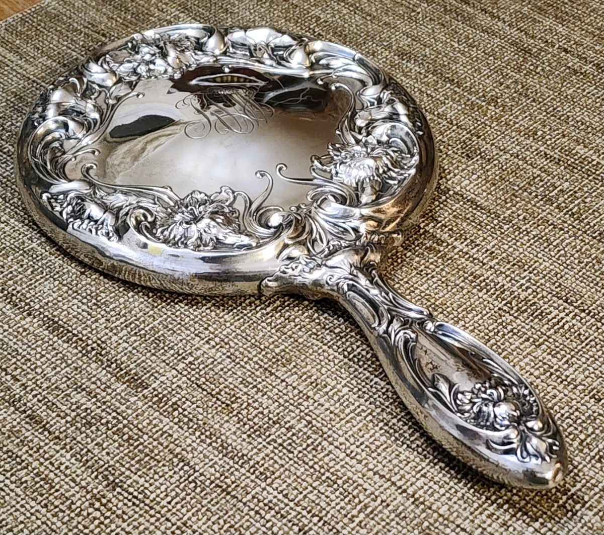 Antique Sterling Silver Hand Mirror Art Nouveau Style, #1 | eBay