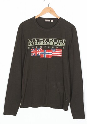 NAPAPIJRI Geographic T-Shirt Uomo Taglia L Manica Lunga VR0755