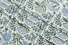 Cotton Floral Hand Block Print Fabric by the yard, Indian Blockprint