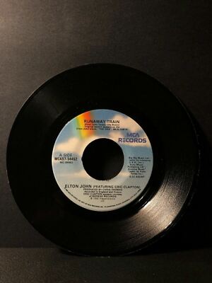 1992 Elton John & Eric Clapton RUNAWAY TRAIN (45RPM 7  Single) MCA (J216)