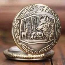 Creative Wild Wolf Vintage Bronze Pocket Watch Women Fashion Pendant Awesome New