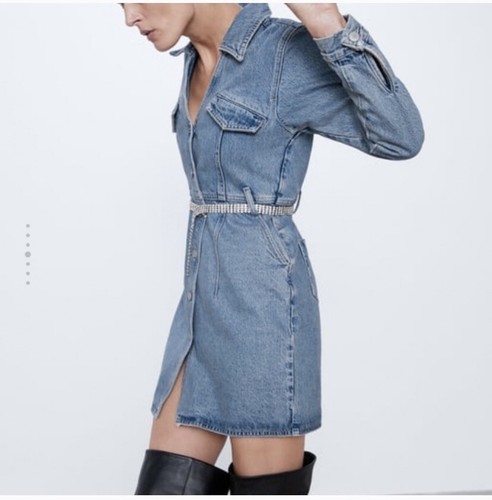 zara denim dress Small With Belt | eBay
