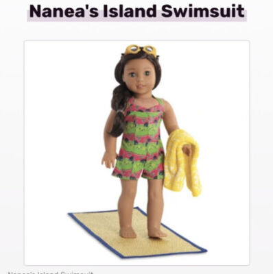 American Girl Nanea Island Swimsuit NIB -complete Goggles Towel