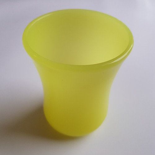 Selenium Glass Canary yellow pot vase vintage design monochrome UV light glow
