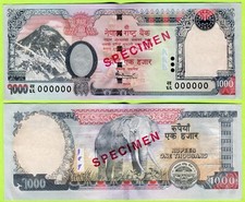 Nepal 1000 Rupees ND(2010) P68as AU - Specimen