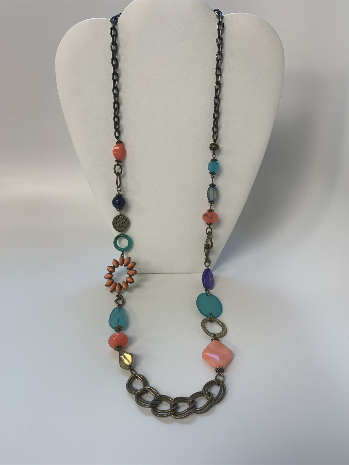 Long Ruby Rd Necklace Multi Colored And Multi Sha… - image 1